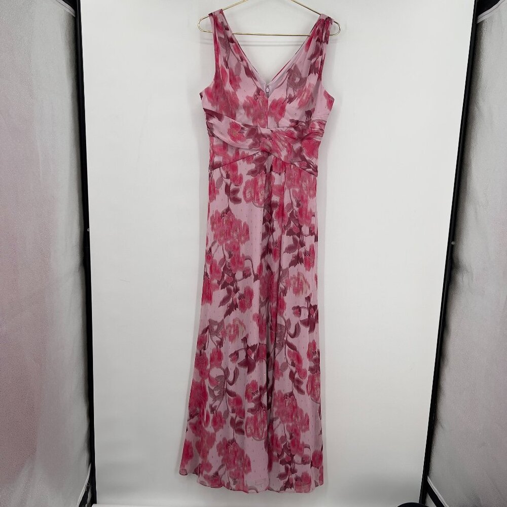 Women’s Pink Floral V-Neck Maxi Dress